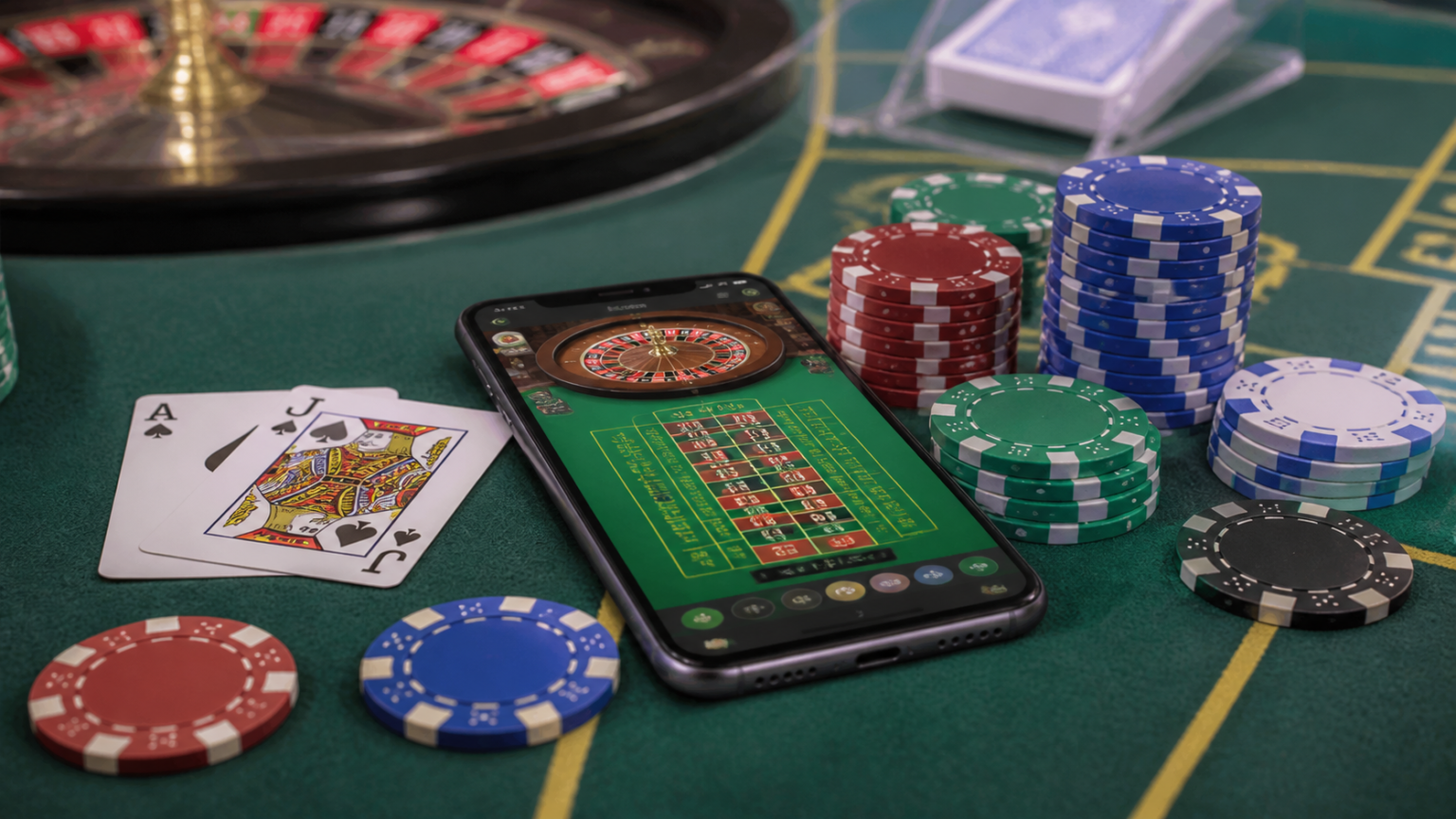 A Practical Guide to Online Betting in Malaysia Casino betting table with a phone showing online betting