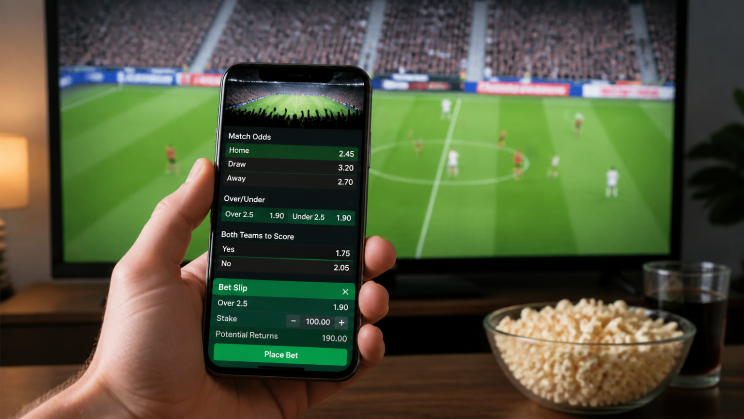 best sports betting sites Singapore: What to Consider Smartphone showing a sports betting interface beside a football match
