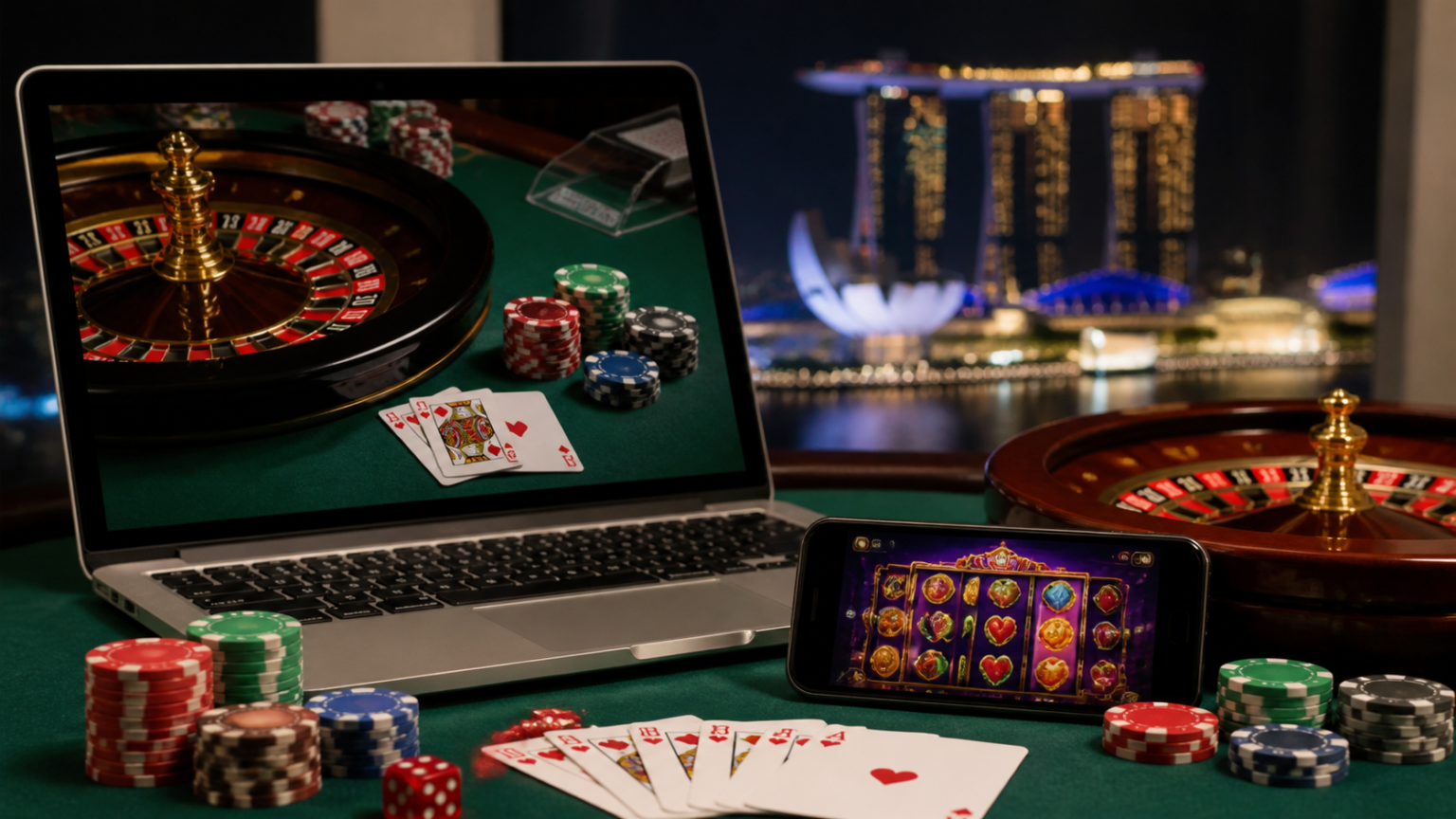 Online casino Singapore gameplay on a screen